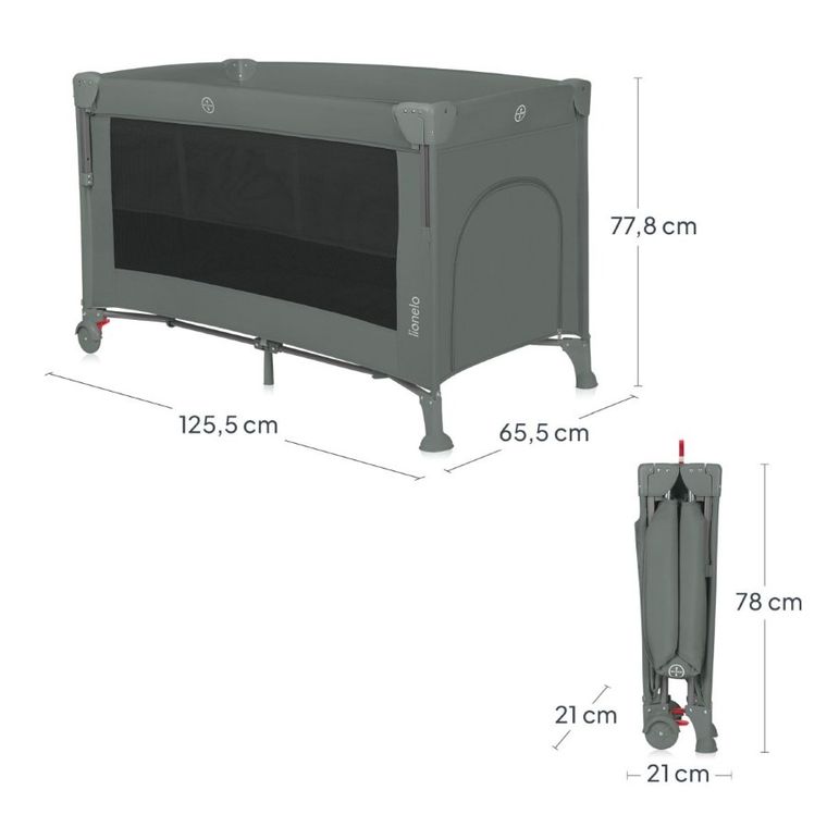 Lionelo, Ellen, łóżeczko turystyczne z funkcją dostawki, 3w1, green
