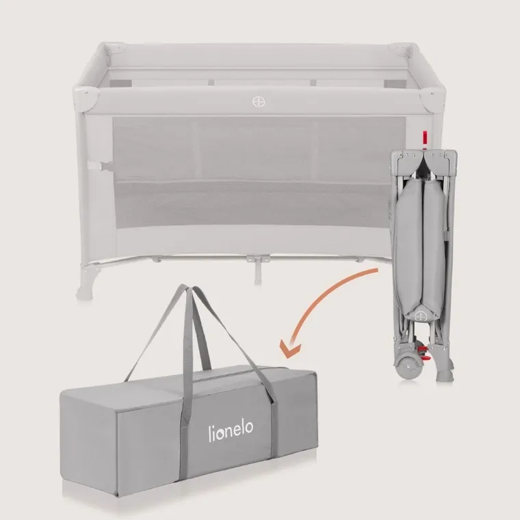 Lionelo, Ellen, łóżeczko turystyczne z funkcją dostawki, 3w1, grey