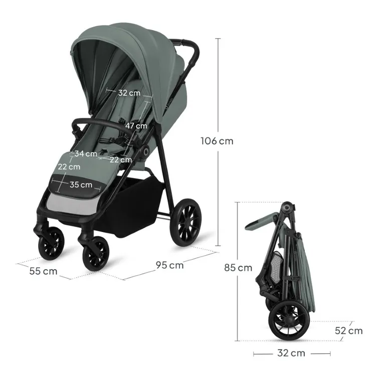 Lionelo, Emerald, wózek spacerowy, green forest