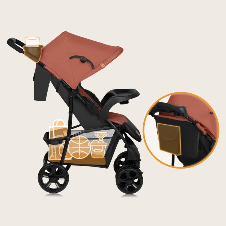 Lionelo, Emma Plus, wózek spacerowy, Coral Pink