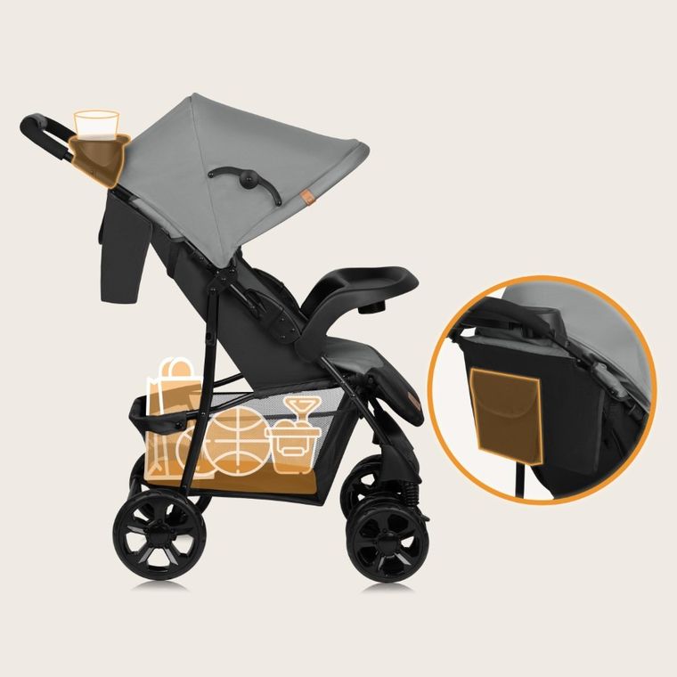 Lionelo, Emma Plus, wózek spacerowy, Grey Dove