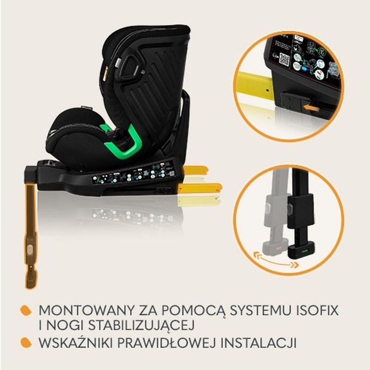 Lionelo, Harmony, I-Size, fotelik samochodowy, Graphite Leather, 40-150 cm