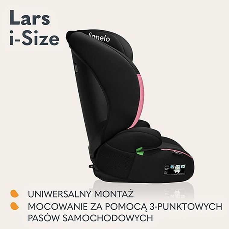 Lionelo, Lars, I-size, fotelik samochodowy, 100-150 cm, Pink Baby