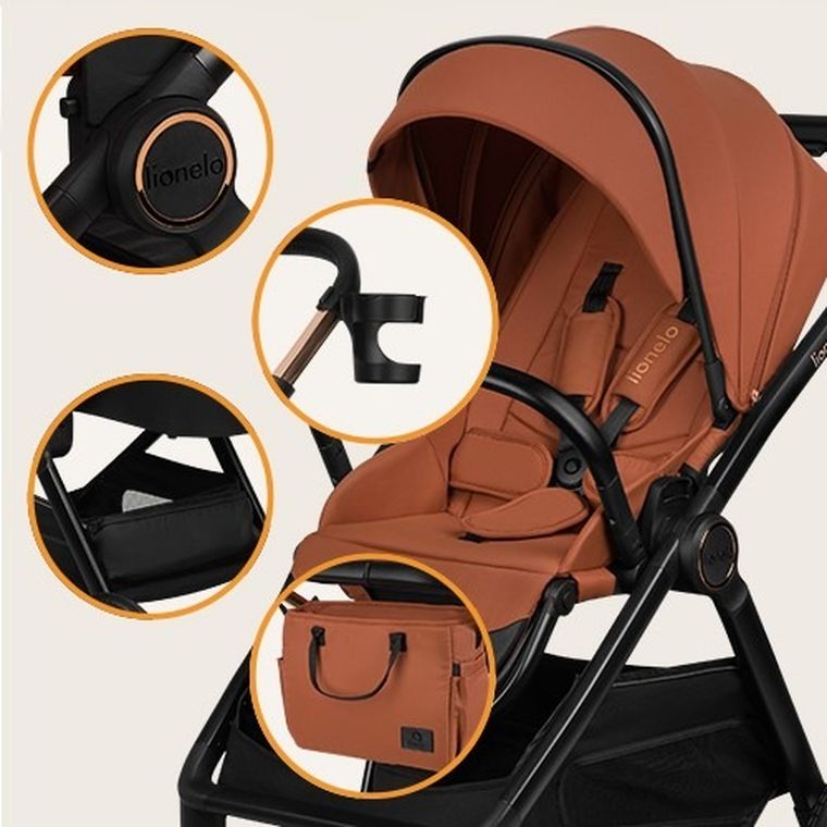 Lionelo, Layla, wózek wielofunkcyjny, 3w1, Brown Rust