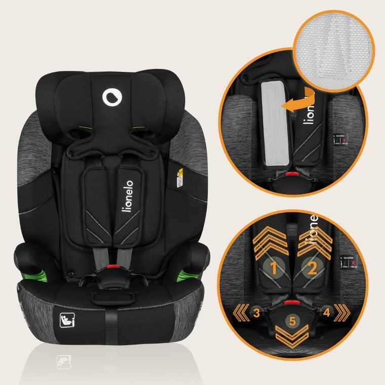 Lionelo, Levi One I-Size, fotelik samochodowy, Black Grey, 76-150 cm
