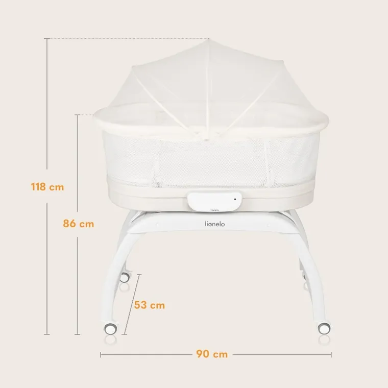 Lionelo, łóżeczko-kołyska z funkcją wagi, coral white