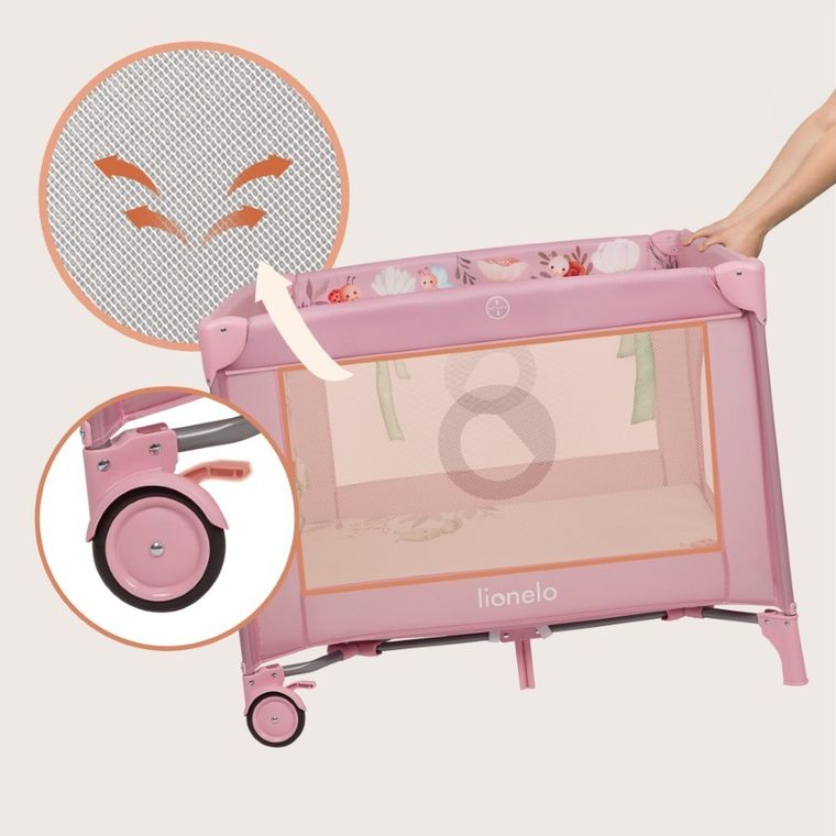 Lionelo, Mille Plus, kojec wielofunkcyjny, pink