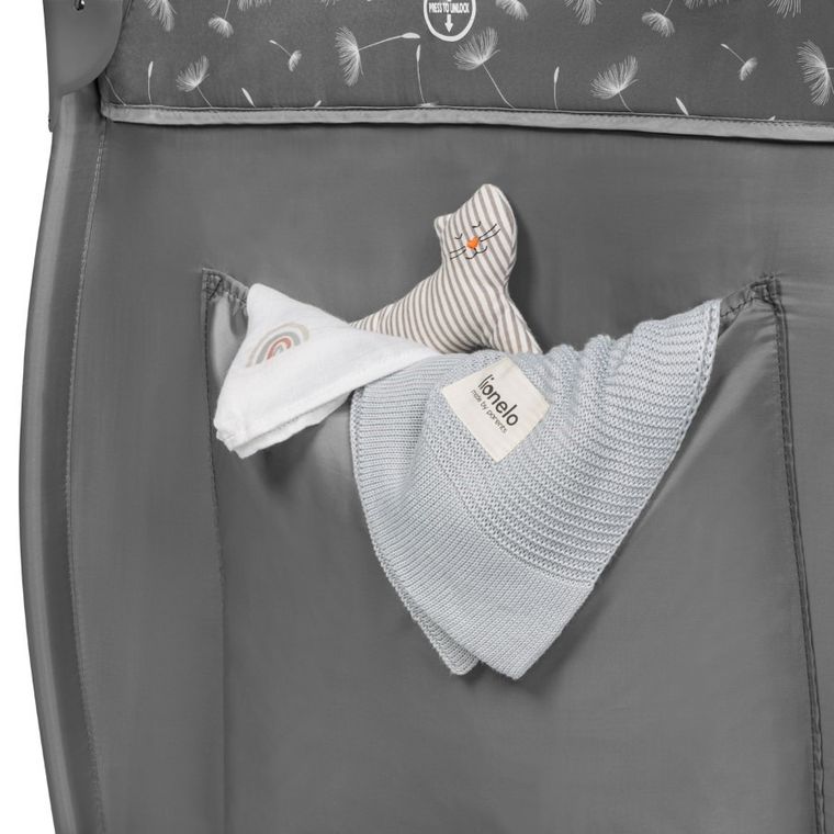 Lionelo, Stefi Plus, łóżeczko turystyczne, dwupoziomowe, składane, Grey White