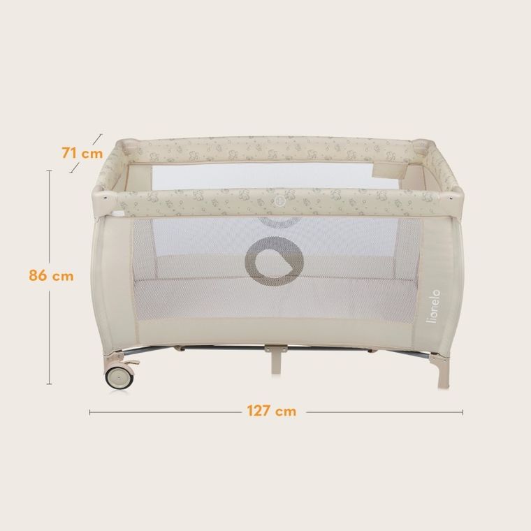 Lionelo, Sven Plus, łóżeczko turystyczne z akcesoriami, Beige Latte