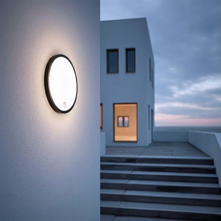 Maclean, lampa LED z czujnikiem ruchu, 10W, IP65, czarna