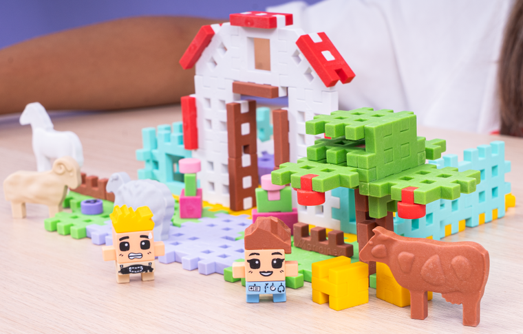 Marioinex, Mini Waffle, Farmer, Domek Pani Weterynarz, klocki konstrukcyjne, 110 elementów