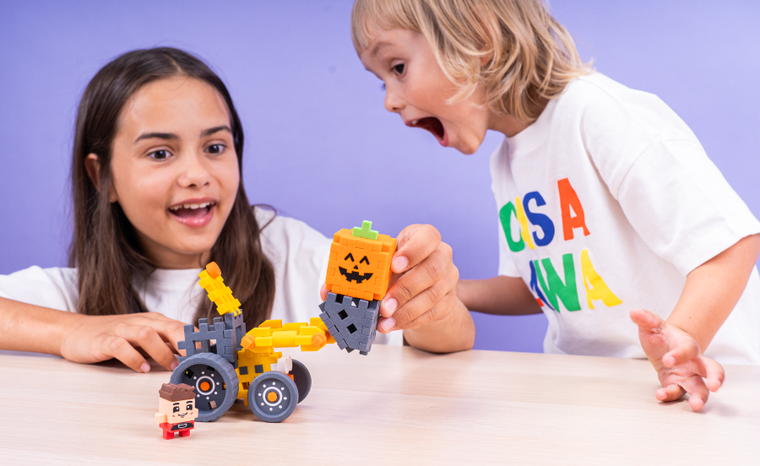 Marioinex, Mini Waffle, Farmer, Koparka, klocki konstrukcyjne, 50 elementów