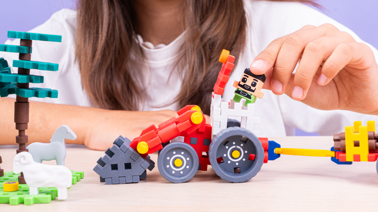 Marioinex, Mini Waffle, Farmer, Leśna akcja ratunkowa, klocki konstrukcyjne, 100 elementów