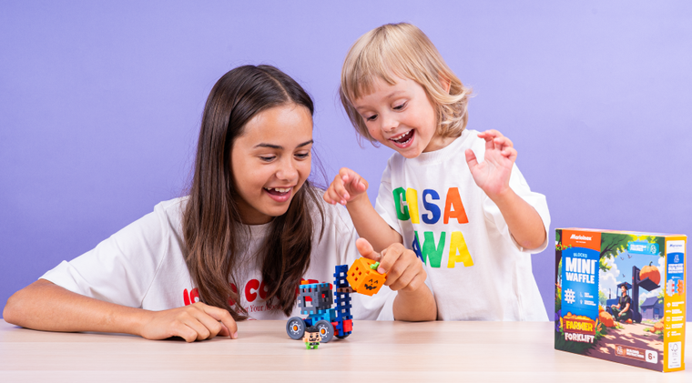 Marioinex, Mini Waffle, Farmer, Wózek widłowy, klocki konstrukcyjne, 50 elementów