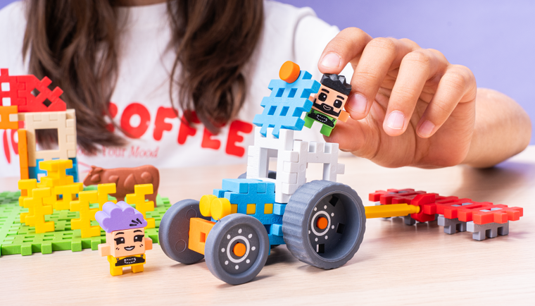 Marioinex, Mini Waffle, Farmer, Zakręcony Młyn, klocki konstrukcyjne, 109 elementów