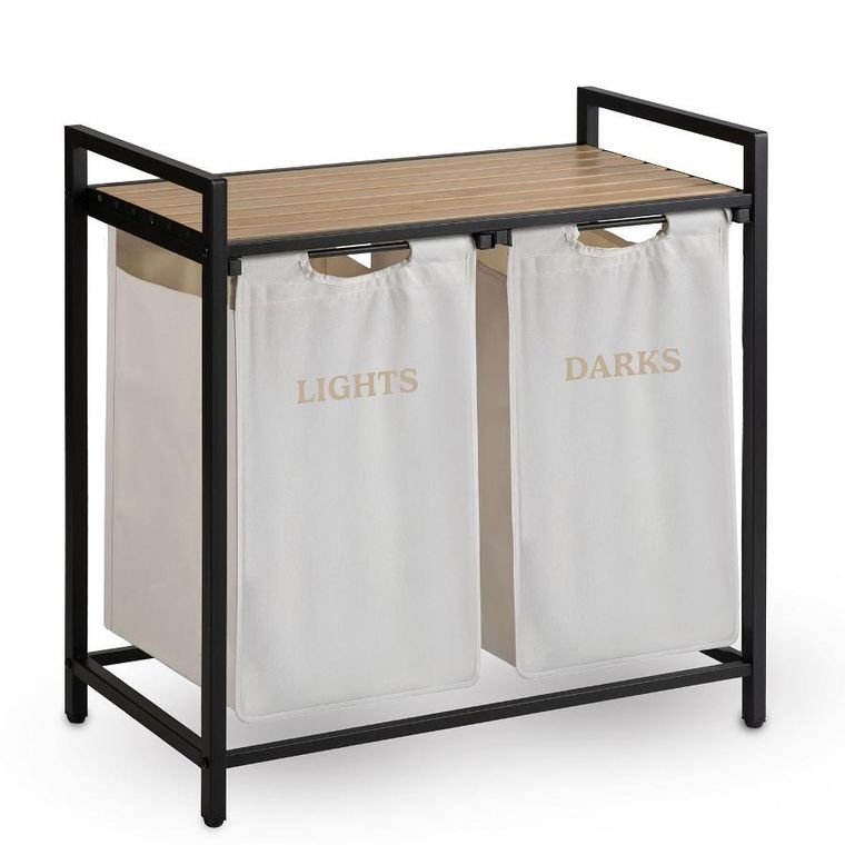 Massido, kosz na pranie, dwukomorowy na stelażu, 80l