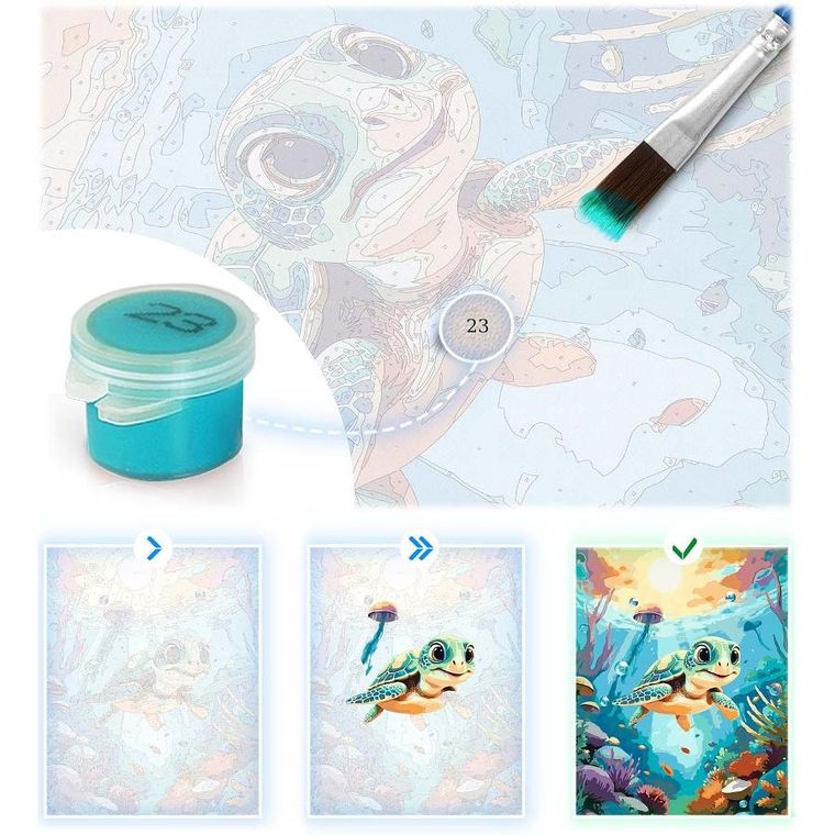 Massido, malowanie po numerach, żółwik, 40-50 cm