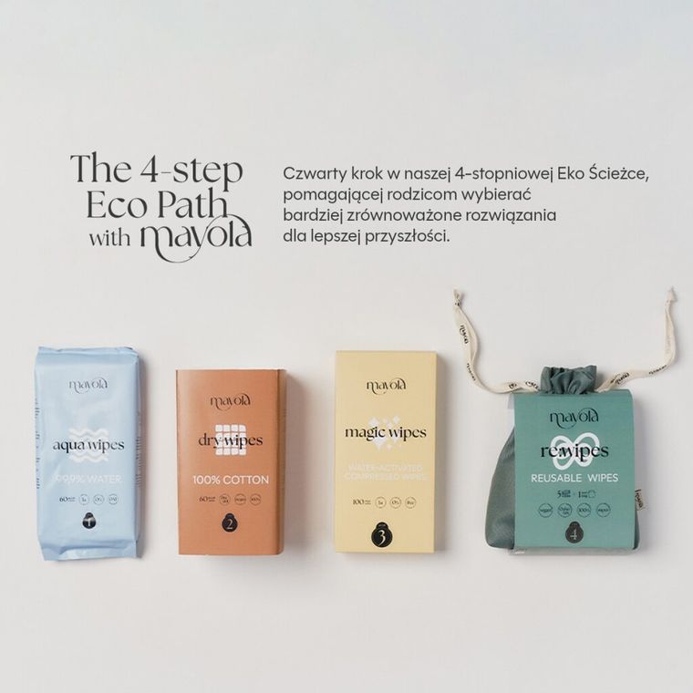 Mayola, myjki wielorazowe bambusowe w woreczku, 5 szt.