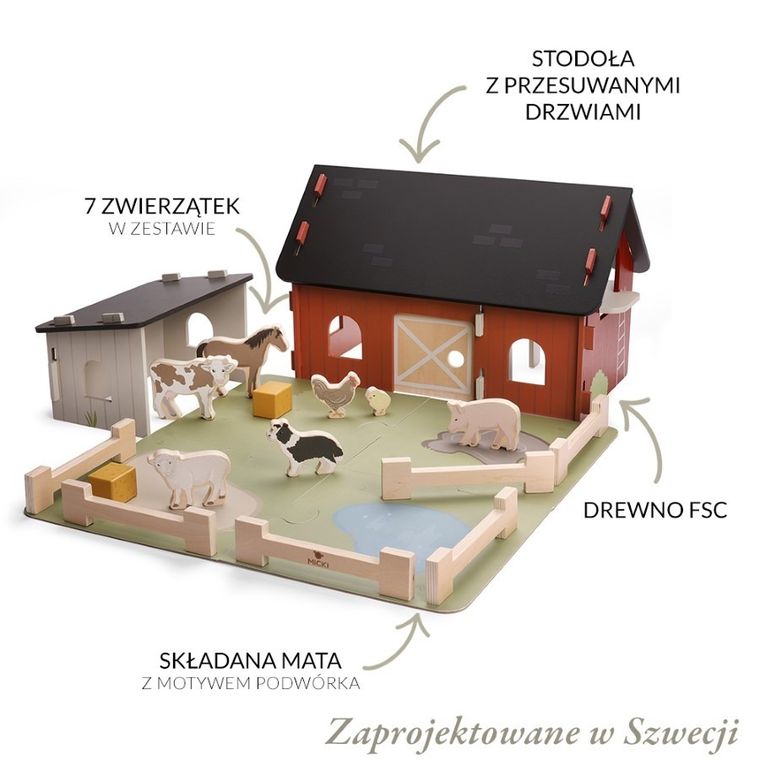 Micki, Farma, Zwierzątka na wsi, duże klocki drewniane