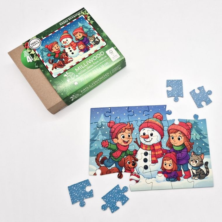 Milliwood, Wesoły Bałwanek, puzzle drewniane, 30 elementów