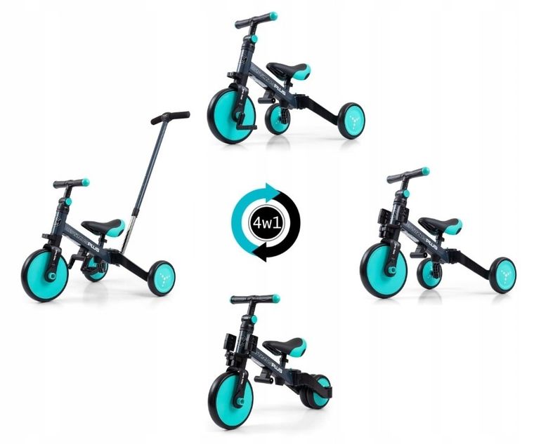 Milly Mally, Optimus Plus, rowerek, 4w1, miętowy