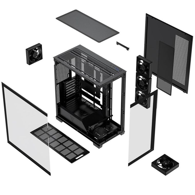 Modecom, Volcano Stellar Plus ARGB Midi 5F, obudowa komputerowa, czarna