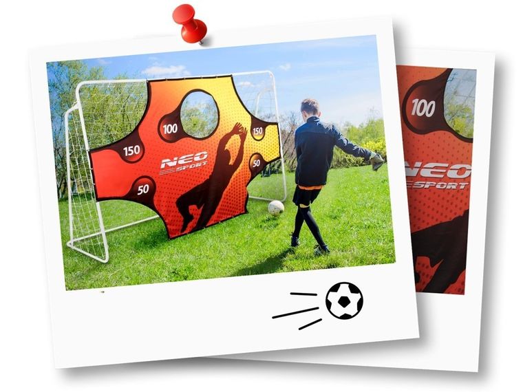 Neo-Sport, bramka piłkarska metalowa, mata celności, 245-155 cm
