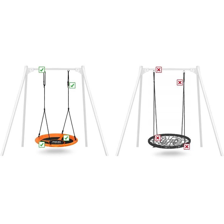 Neo-Sport, Swingo, huśtawka okrągła, bocianie gniazdo, pomarańczowa, 95 cm