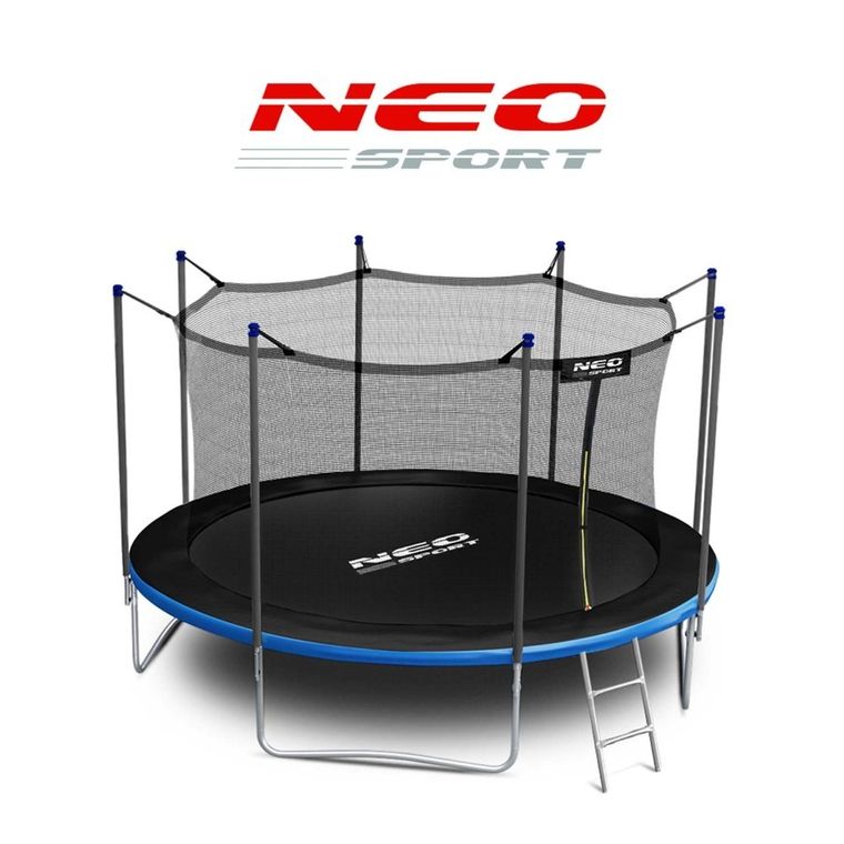 Neo-Sport, trampolina ogrodowa z siatką wewnętrzną i drabinką, 14ft/435 cm