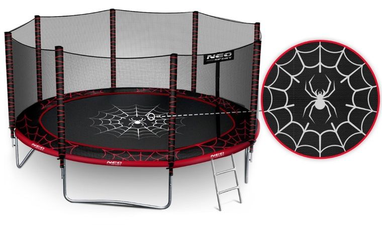 Neo-Sport, trampolina ogrodowa z siatką zewnętrzną i drabinką, 12ft/374 cm