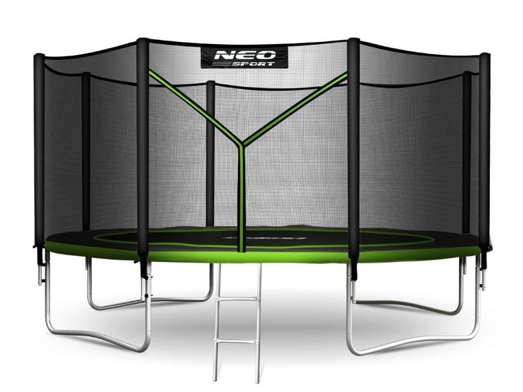 Neo-Sport, trampolina ogrodowa z siatką zewnętrzną i drabinką, 12ft/374 cm