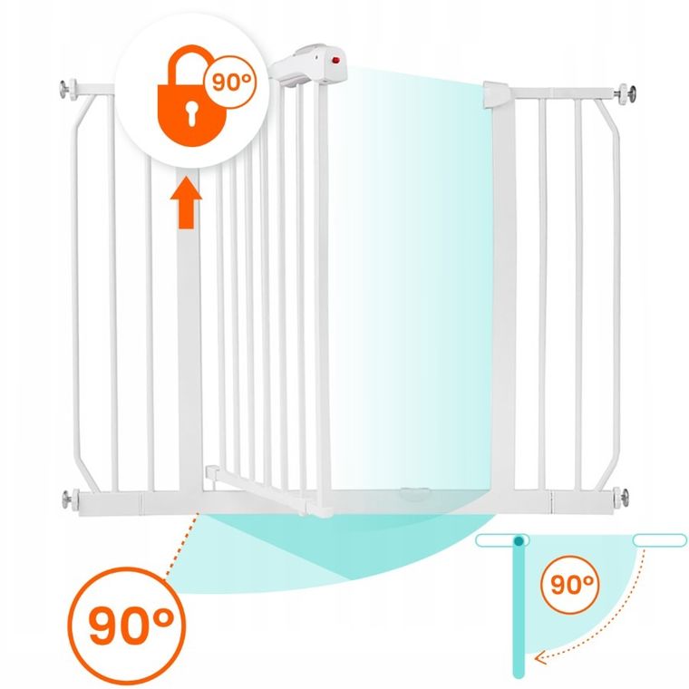 Nukido, barierka, bramka zabezpieczająca, biała, 75-105 cm