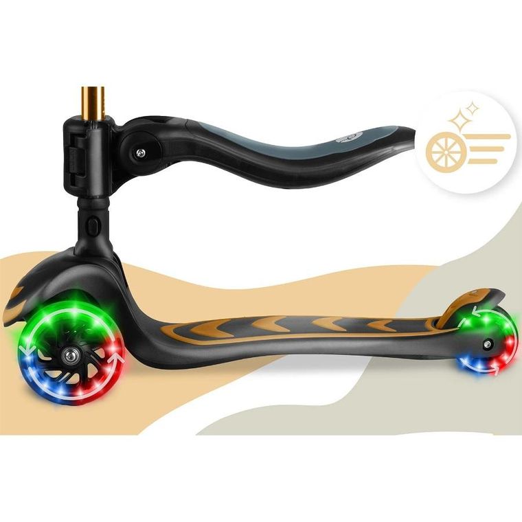 Nukido, Flippo, hulajnoga 3-kołowa, balansowa, z siedziskiem, złota