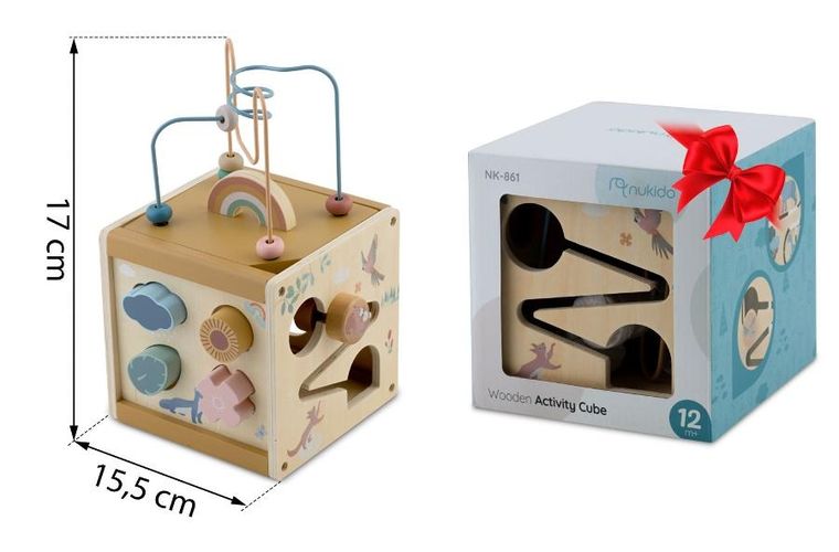 Nukido, kostka, drewniana zabawka sensoryczna