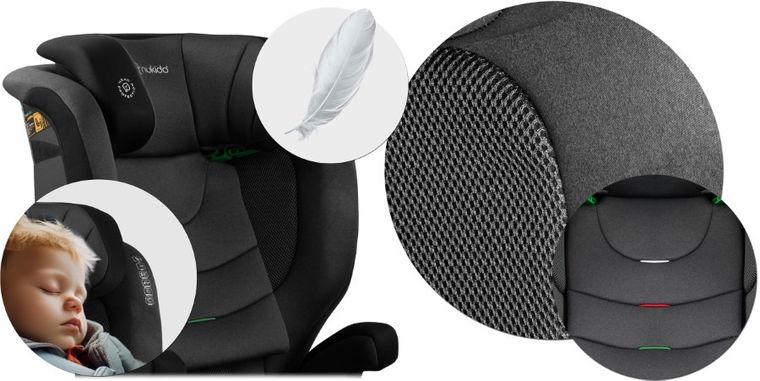 Nukido, Louis Soft, fotelik samochodowy, czarno-szary, 15-36 kg