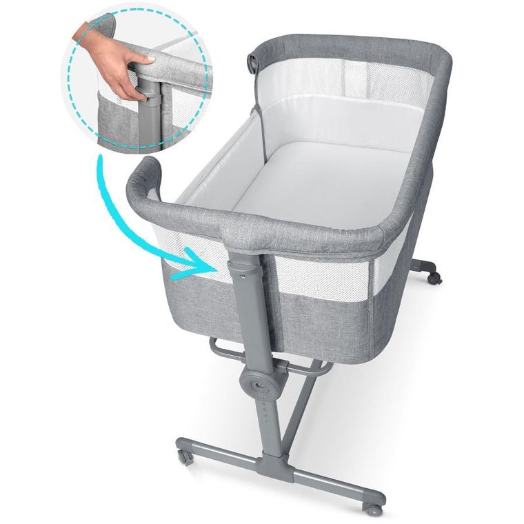 Nukido, NK-243, łóżeczko dostawka, szare