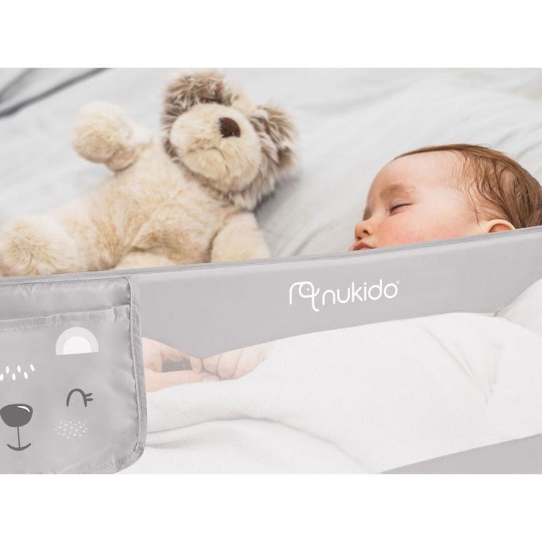 Nukido, osłona zabezpieczająca na łóżko, szara, 180-42-35 cm