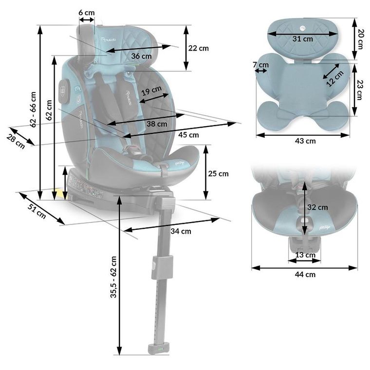 Nukido, Prestige Line, fotelik samochodowy, czarno-niebieski, 0-36 kg