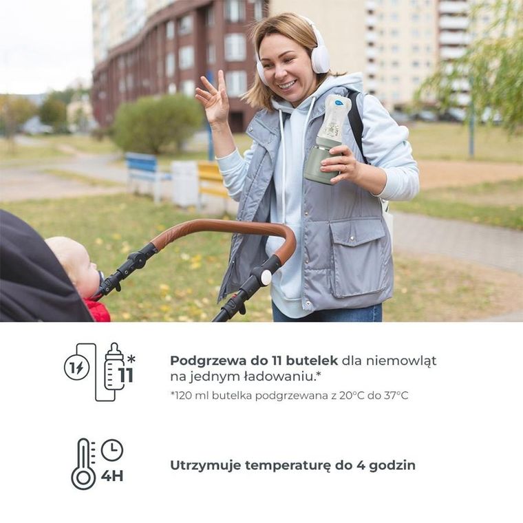 Nuvita, Warm'n'Mix, przenośny podgrzewacz do butelek z mlekiem dla niemowląt