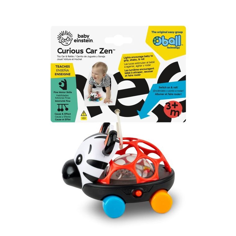 Oball, Curious Car Neptune, samochód z grzechotką, zabawka niemowlęca, Zebra
