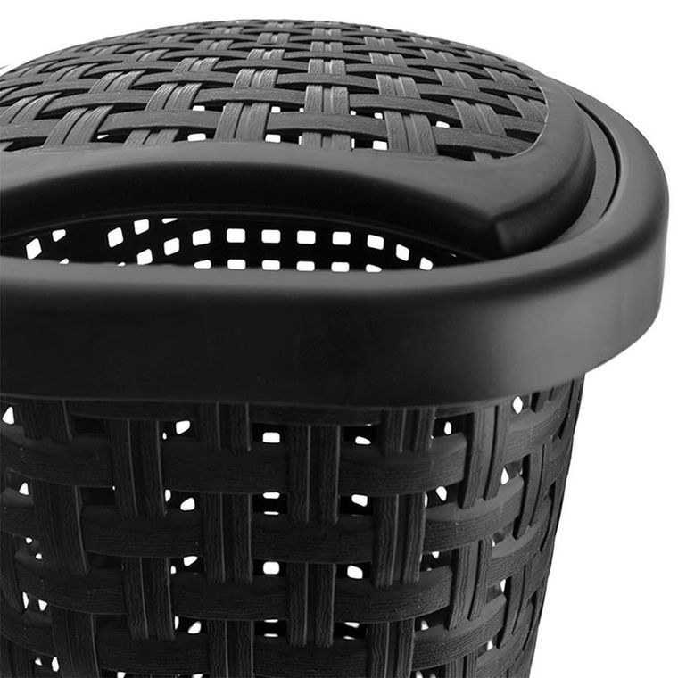 Orion, kosz na pranie z pokrywą, czarny, 45 l, 41-32-61 cm