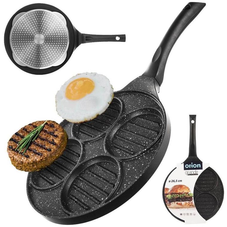Orion, patelnia grillowa do smażenia, 4 otwory, Grande, 26,5 cm