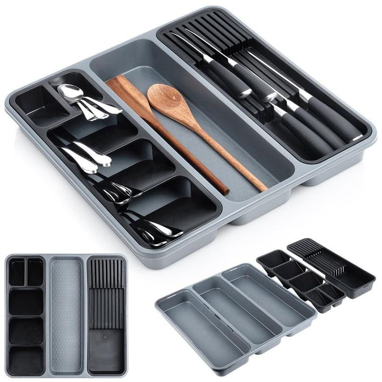 Orion, wkład na sztućce do szuflady, szary, 40-40 cm