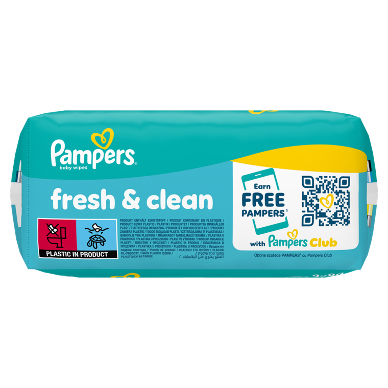 Pampers, Fresh Clean, chusteczki nawilżane dla dzieci, 3-80 szt.