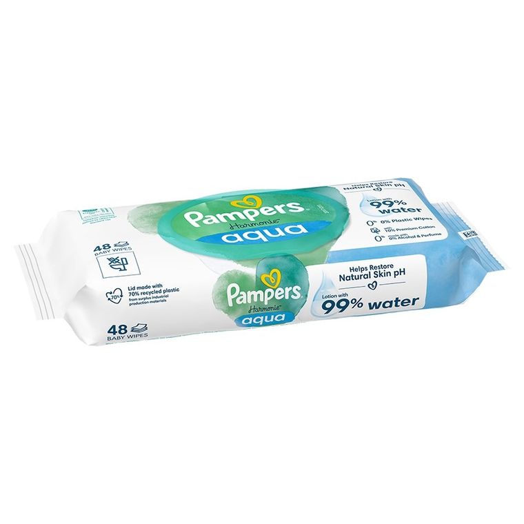 Pampers, Harmonie, Aqua, chusteczki nawilżane, 48 szt.