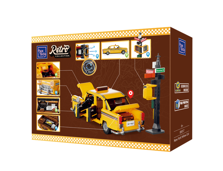 Pantasy, Retro, Taxi, pojazd, klocki konstrukcyjne, 1601 elementów