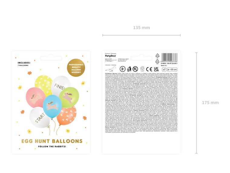 PartyDeco, balony 30 cm, Egg hunt, mix, 7 szt.