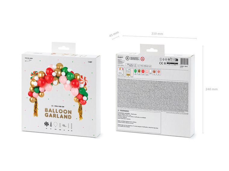 PartyDeco, girlanda balonowa, Cukierki, mix, 170-155 cm, 1 szt.