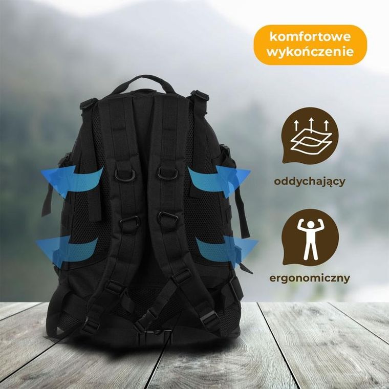 Peterson, plecak militarny, 3-komorowy, czarny