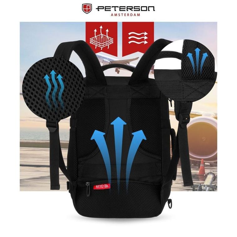 Peterson, plecak podróżny plecak, 2-komorowy, czarny